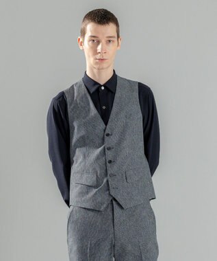 JOSEPH HOMME 新柄【洗える/ストレッチ/シワになりにくい/セットアップ対応可】クールドッツストレッチ ジレ ライトグレー系