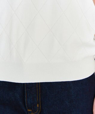 Tiaclasse 【洗える】ダイヤ柄編みサマーニットトップス オフホワイト