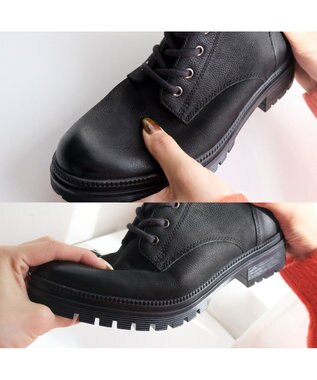 Pointer 本革 足首ベルトレースアップブーツ ブラック