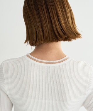 YECCA VECCA シアーMIX5分袖ニット Off White