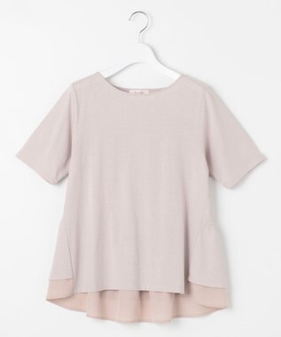 Feroux 【UVケア】バックペプラムチュニック Tシャツ グレージュ系