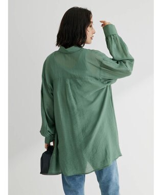 Green Parks レギュラー前後差シアーシャツ Green
