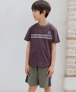 J.PRESS KIDS 【速乾】【100-130cm】ラインプリント Ｔシャツ ダークブラウン系