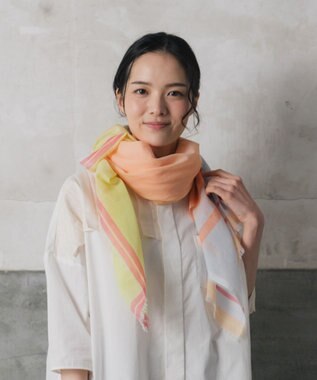 POLS 播州織 極細コットンストール オレンジ