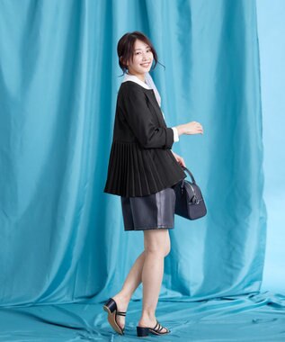 Tiaclasse L 【洗える】プリーツジャケット ブラック