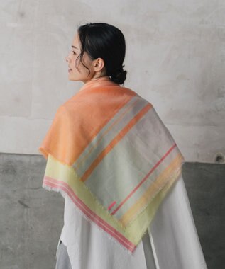 POLS 播州織 極細コットンストール オレンジ
