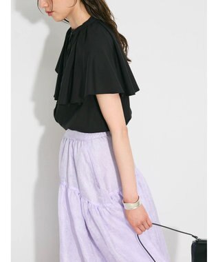 Green Parks ビックカラーナローブラウス Black