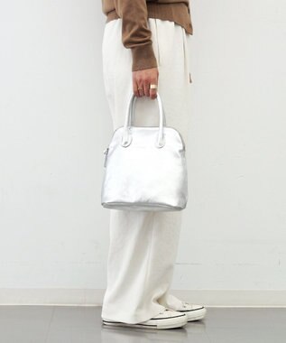 FOLNA RD ホイルレザーブガッティボストンバッグ シルバー