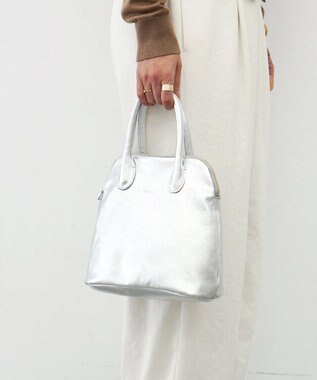 FOLNA RD ホイルレザーブガッティボストンバッグ シルバー