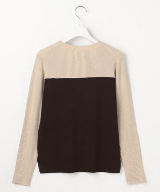 ANY SIS L ビスチェ風 長袖 ニット チョコレート×ライトベージュ