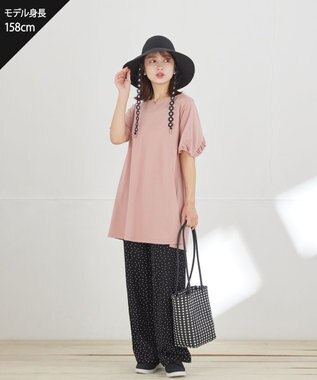 Tiaclasse 【おのののかさん着用】冷凛(ひやりん)カノコカットソーピンタックパンツ ブラックドット