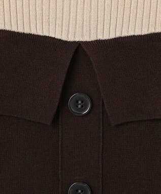 ANY SIS L ビスチェ風 長袖 ニット チョコレート×ライトベージュ