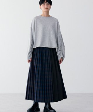 AMERICAN HOLIC ミニ裏毛タックスリーブショートプルオーバー2 Light Gray Mixture