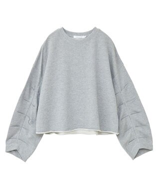 AMERICAN HOLIC ミニ裏毛タックスリーブショートプルオーバー2 Light Gray Mixture