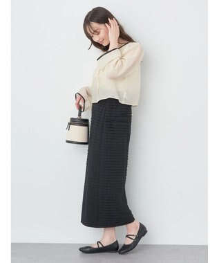 earth music&ecology シアーパイピングシャツ Ivory