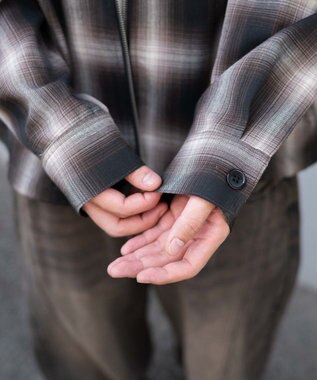 WEGO 【ユニセックス着用ITEM/MLサイズ展開】オンブレチェックシャツジャケット ブラウンチェック1