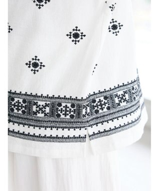 CRAFT STANDARD BOUTIQUE パネル刺繍開襟シャツ Off White