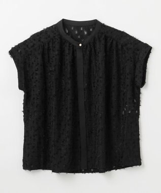 ANY 【洗濯機可】フェザーカットジャガードブラウス ブラック