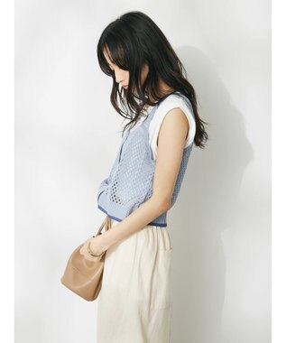 CRAFT STANDARD BOUTIQUE 配色メッシュニットビスチェ Ivory