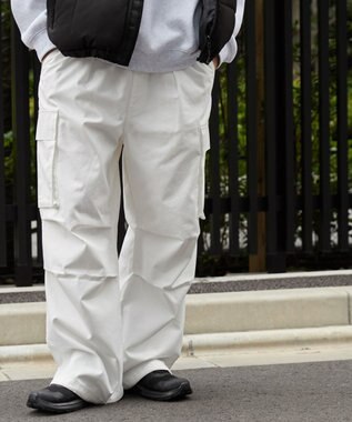 WEGO 【ウエストゴム】イージーワイドカーゴパンツ ホワイト