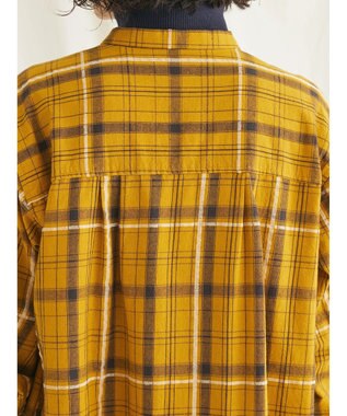 CRAFT STANDARD BOUTIQUE 先染めチェック（小）バンドカラー袖ＲＩＢ　ＯＰ Mustard