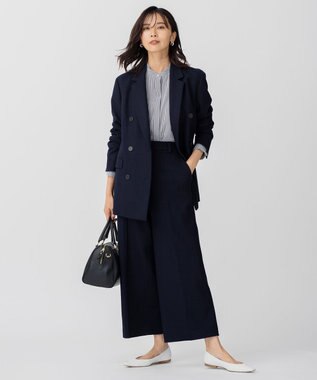 23区 L ハウンドトゥースプリント スタンドカラー ブラウス ブラック千鳥柄