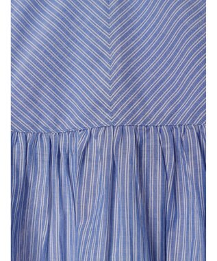 CRAFT STANDARD BOUTIQUE インド綿パフスリーブギャザーワンピース Stripe Blue