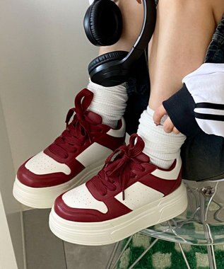 WEGO ボリュームレースアップ厚底スニーカー レッド