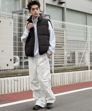 WEGO 【ウエストゴム】イージーワイドカーゴパンツ ホワイト