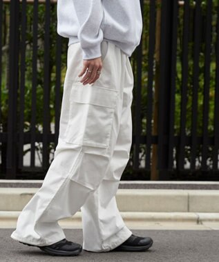 WEGO 【ウエストゴム】イージーワイドカーゴパンツ ホワイト
