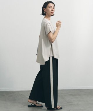 UNFILO L 【セットアップ着用可】マイビューティ 側章ワイドパンツ ブラック