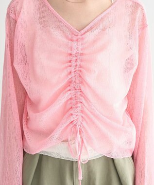 earth music&ecology フロントドロストシアープルオーバー Pink