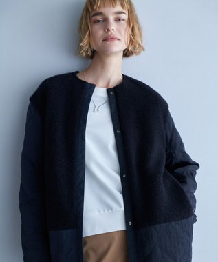 ICB L 【リバーシブル着用可能】 リバーシブルキルト ミドル丈コート ネイビー系