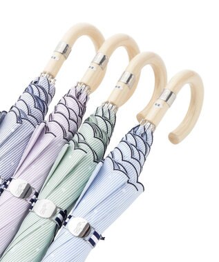 MOONBAT 【軽量】POLO RALPH LAUREN 晴雨兼用日傘 長傘 ストライプドット／遮光 遮熱 UV ライトパープル