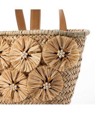 UNBILLION カシュカシュ cachecache / ラフィアフラワー付カゴバッグ ベージュ