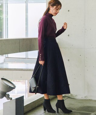 Tiaclasse ミモレ丈中綿スカート ネイビー