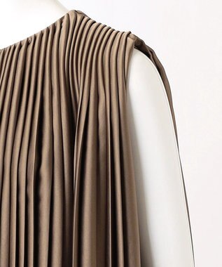 23区 L 【エステータ】ドレープサテン プリーツブラウス カーキ系