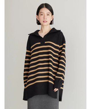 AMERICAN HOLIC バイパチ衿付きニットチュニック Black