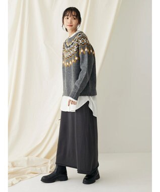 CRAFT STANDARD BOUTIQUE 求心柄ニットプルオーバー Gray