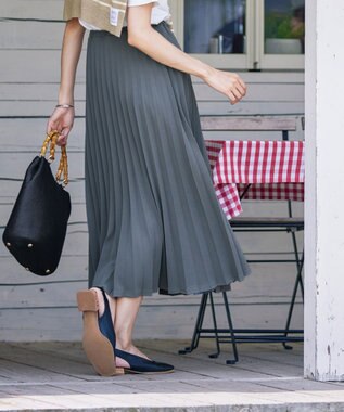 Tiaclasse 【ウエストゴム・洗える】カットソーアコーディオンプリーツスカート グレー