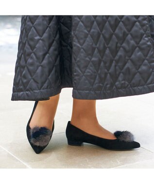  <MODE ET JACOMO>ファー付ポインテッドトゥフラットパンプス