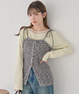 earth music&ecology 【予約】透かし編みニットキャミビスチェ グレー