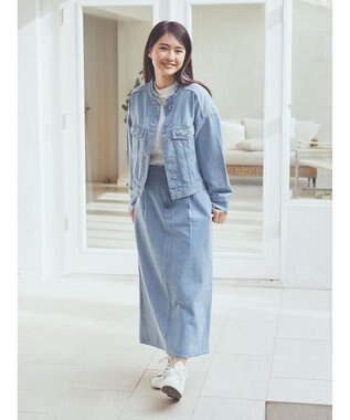 earth music&ecology ナローデニムスカート Light Indigo