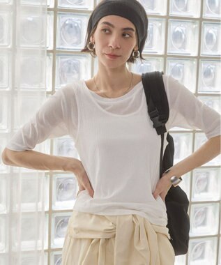 WEGO 【ANGIE VINTAGE】シアースラブレイヤードTシャツ ホワイト