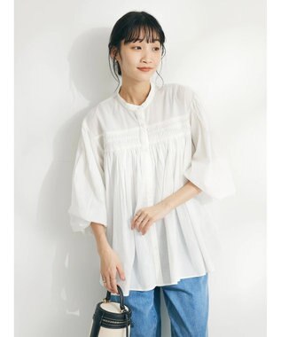 CRAFT STANDARD BOUTIQUE インド綿ピンタックブラウス Off White