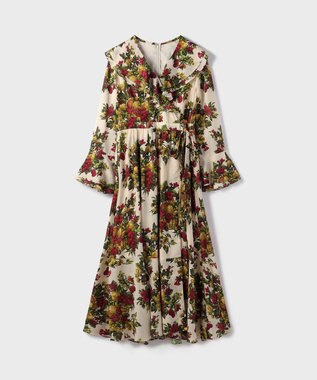 GRACE CONTINENTAL ボタニカルベリープリントワンピース ベージュ