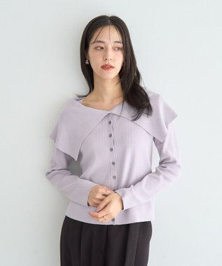 YECCA VECCA 2wayオフショルカラーカーディガン Lavender