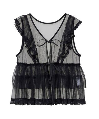 Green Parks ・ＥＬＥＮＣＡＲＥ　ＤＵＥ　チュールラッフルベスト Black