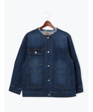 Te chichi ノーカラーデニムジャケット ブルー