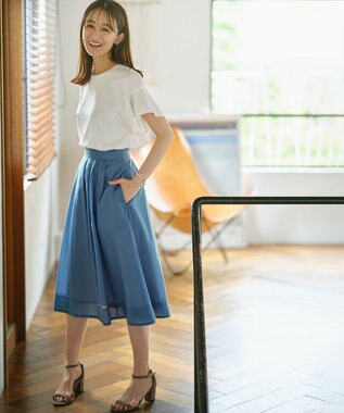 組曲 L 【UVケア・接触冷感】GIZAプレーティング天竺フリルスリーブ Tシャツ アイボリー系